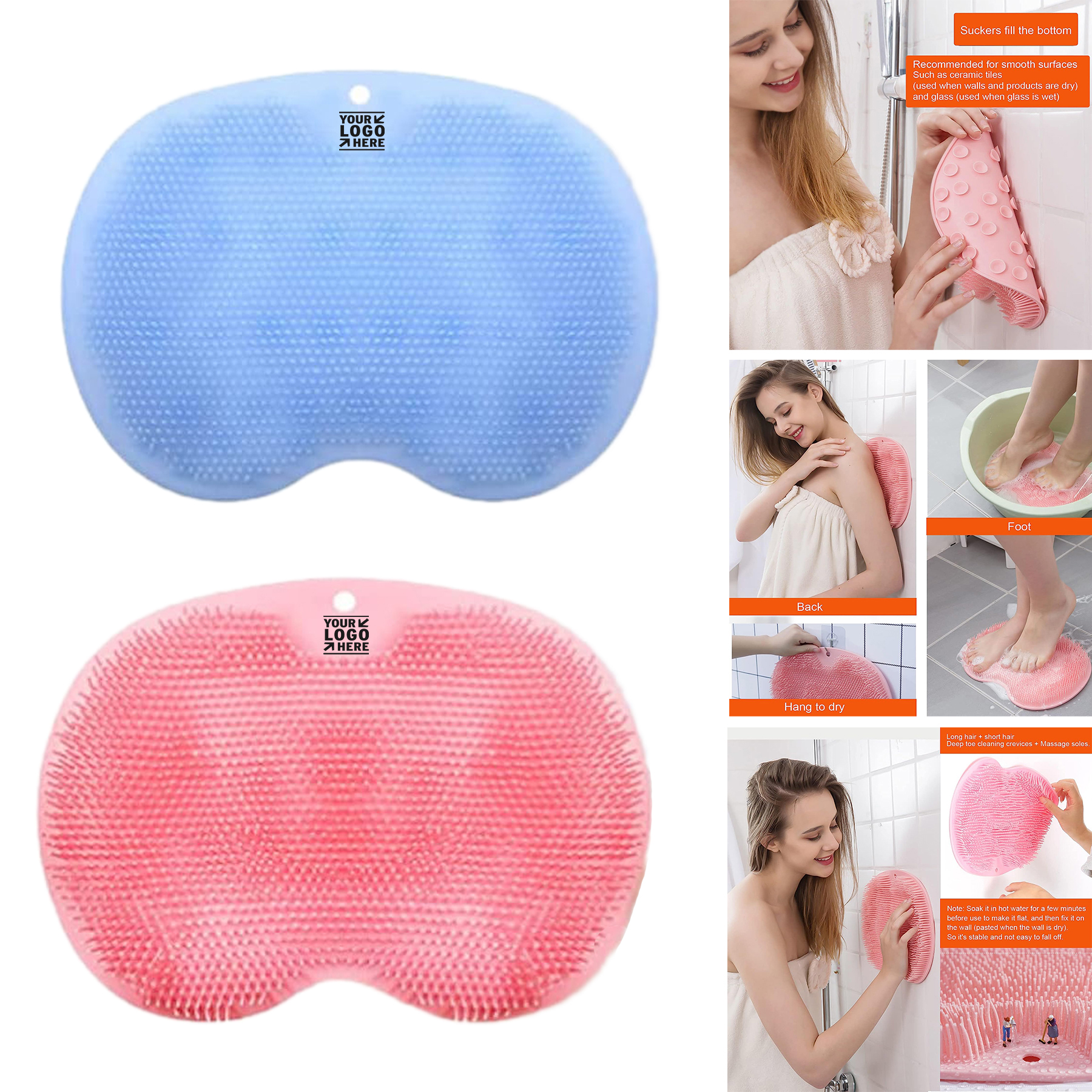 Foot Exfoliating Dead Skin Scrubber Wall Mounted Back Scrubber Silicone Bath Massage Cushion Brush 2