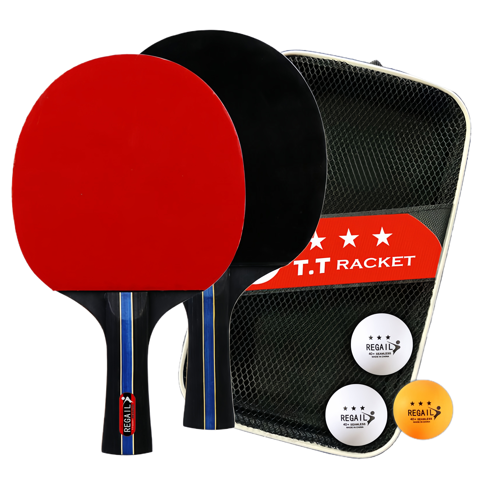 3-Star Black Training Table Tennis Paddle Set with Penhold 2