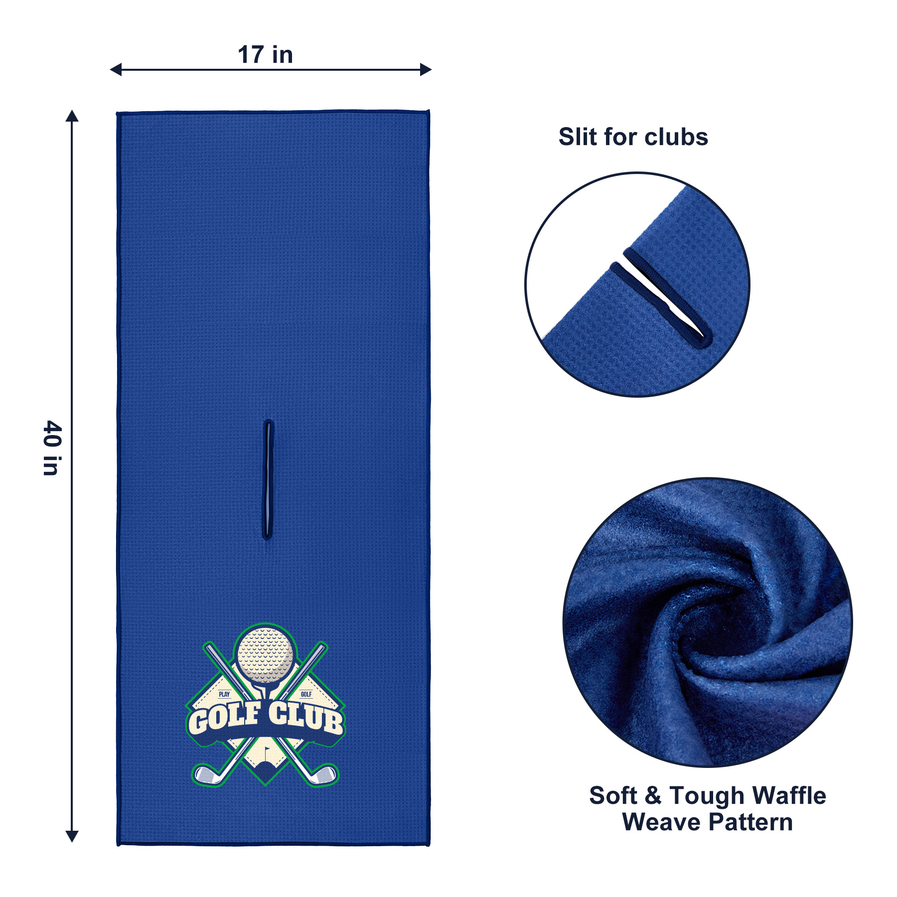 40" X 17" Microfiber Waffle Golf Towel 8
