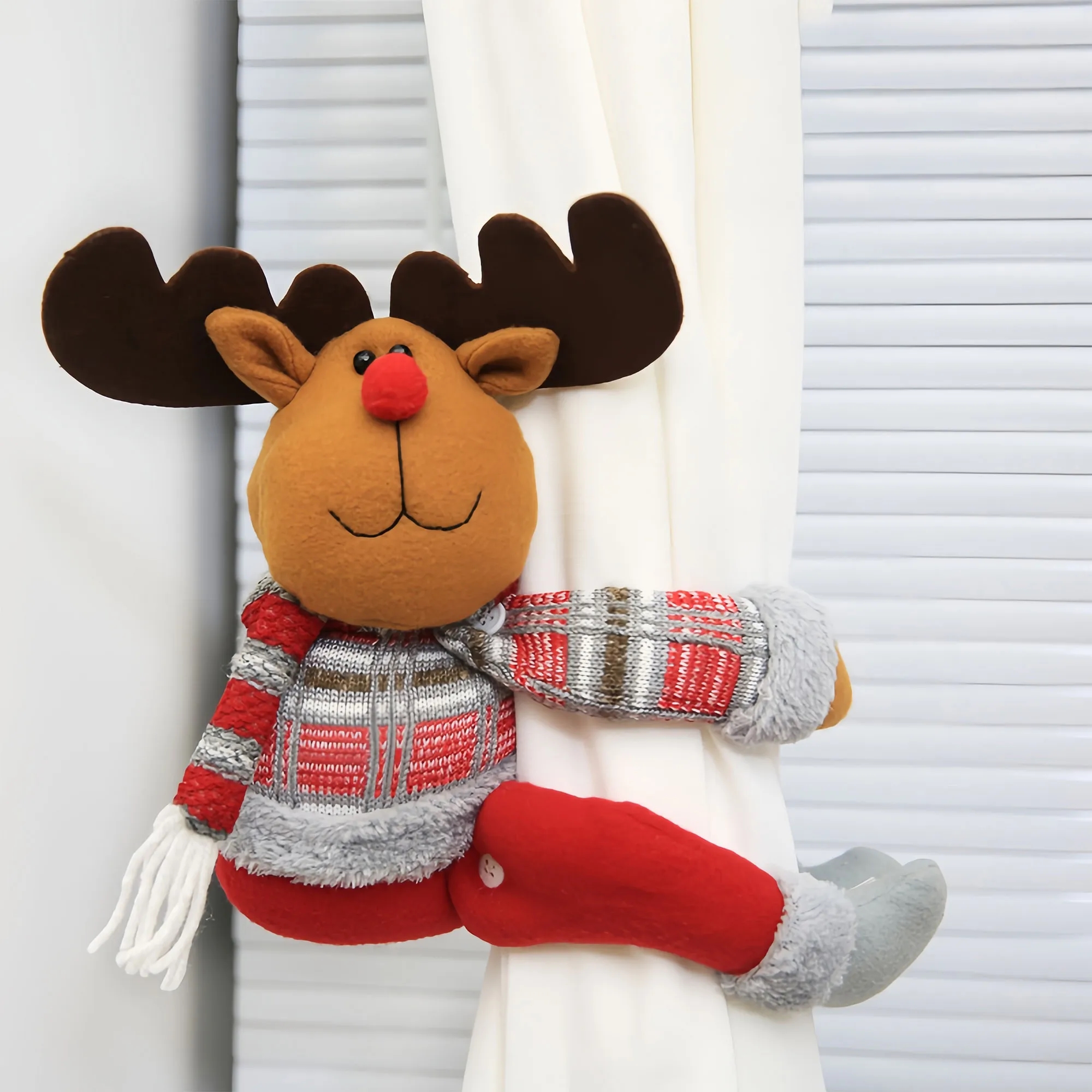 Festive Christmas Curtain Clip Cartoon Character Decor 1