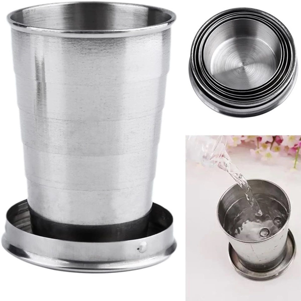 Stainless Steel Portable Outdoor Camping Collapsible Cup 4