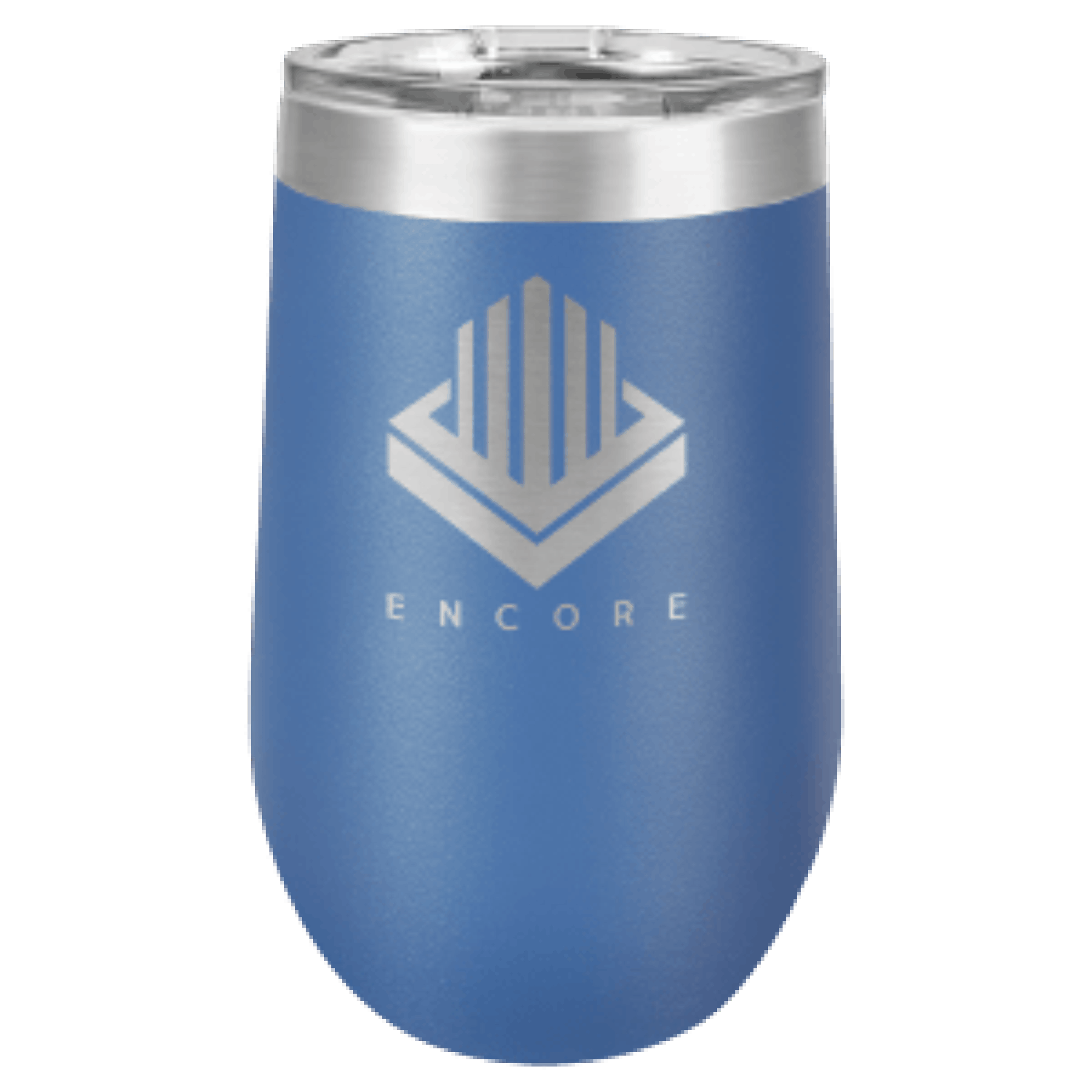 16 oz. Royal Blue Laser Engraved Polar Camel Stemless Wine Tumbler w/Clear Lid 1