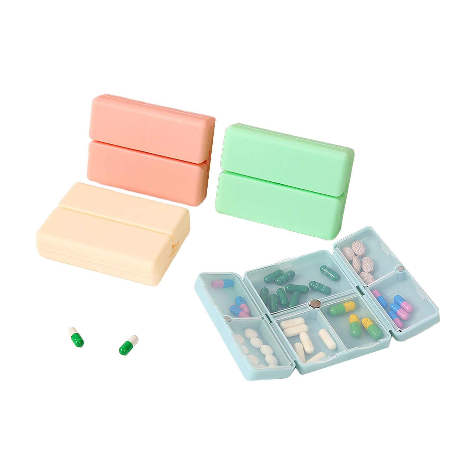 Moq25 Magnetic Foldable Pill Organizer With 7 Compartments 2