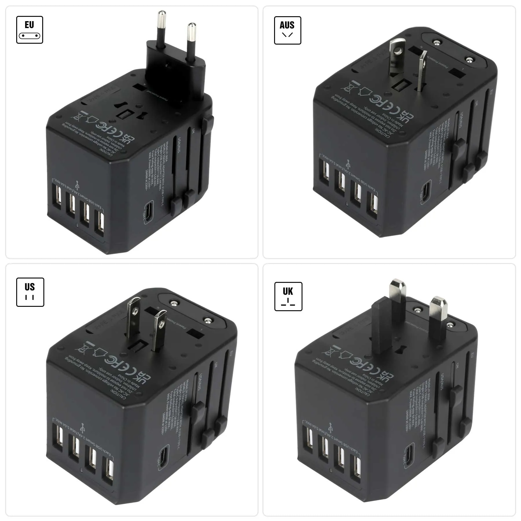Universal Travel Adapter 4 USB 1 Type C 2