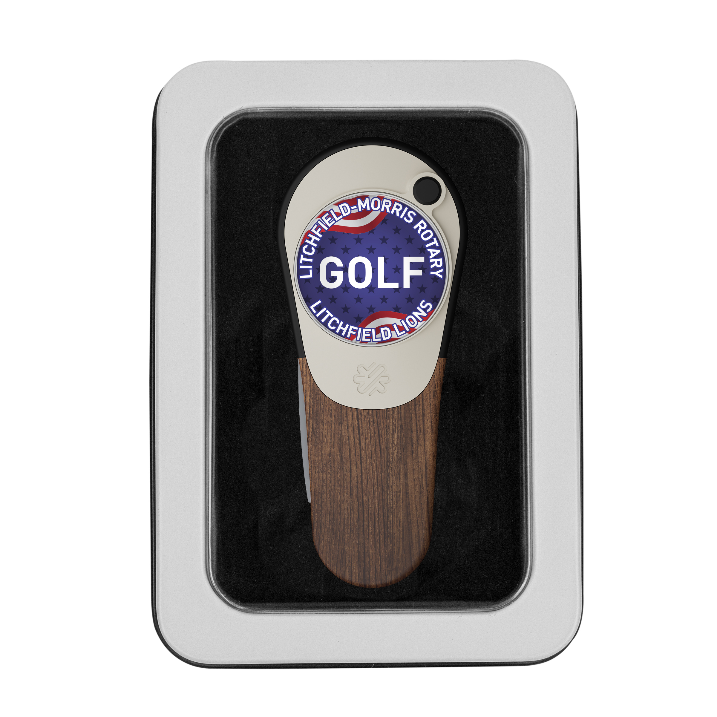 Pitchfix Woodie Golf Divot Repair Tool in Window Tin 6
