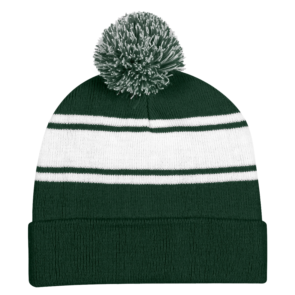Two-Tone Knit Pom Beanie With Cuff 26