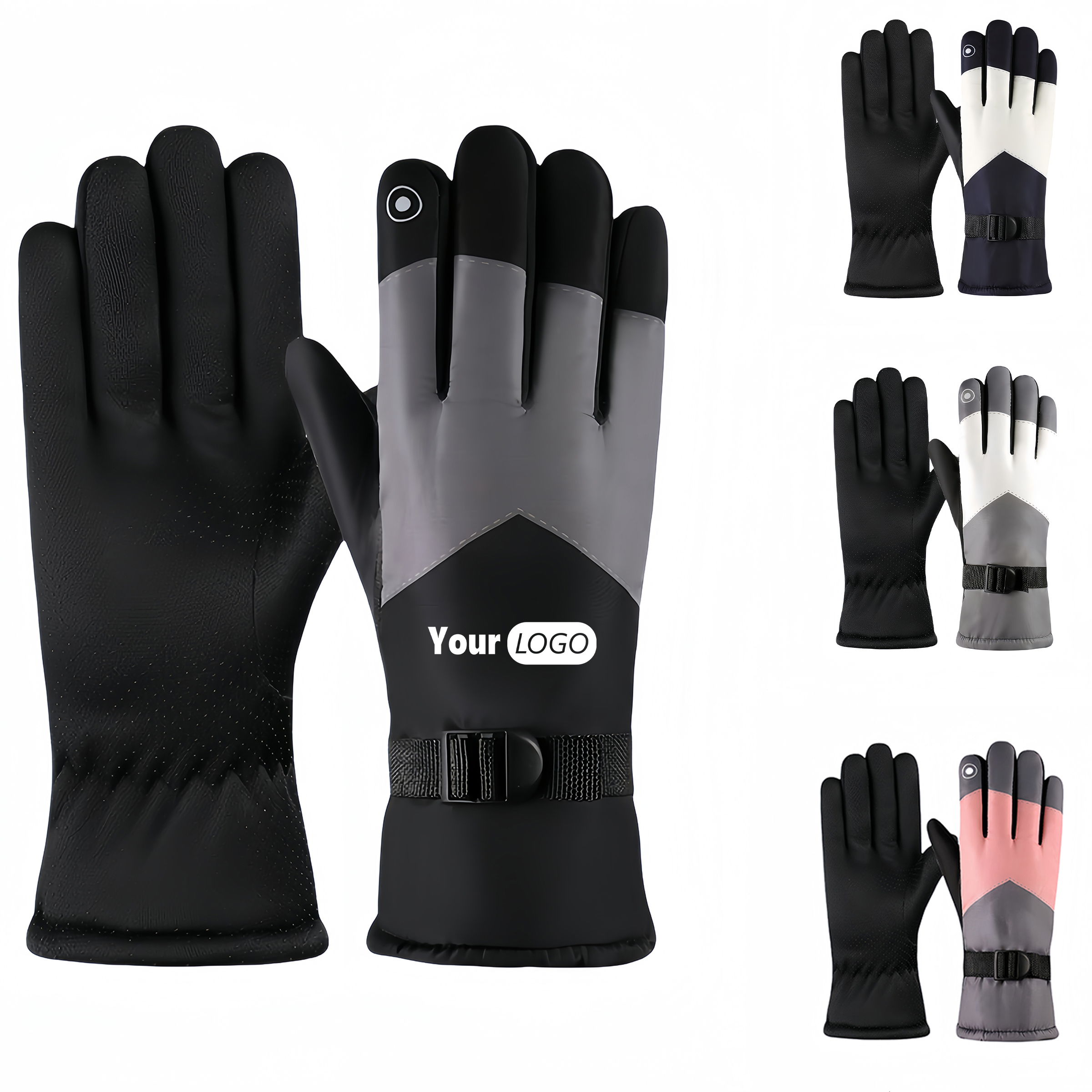 Polyester Solid Color Winter Warm Gloves 3