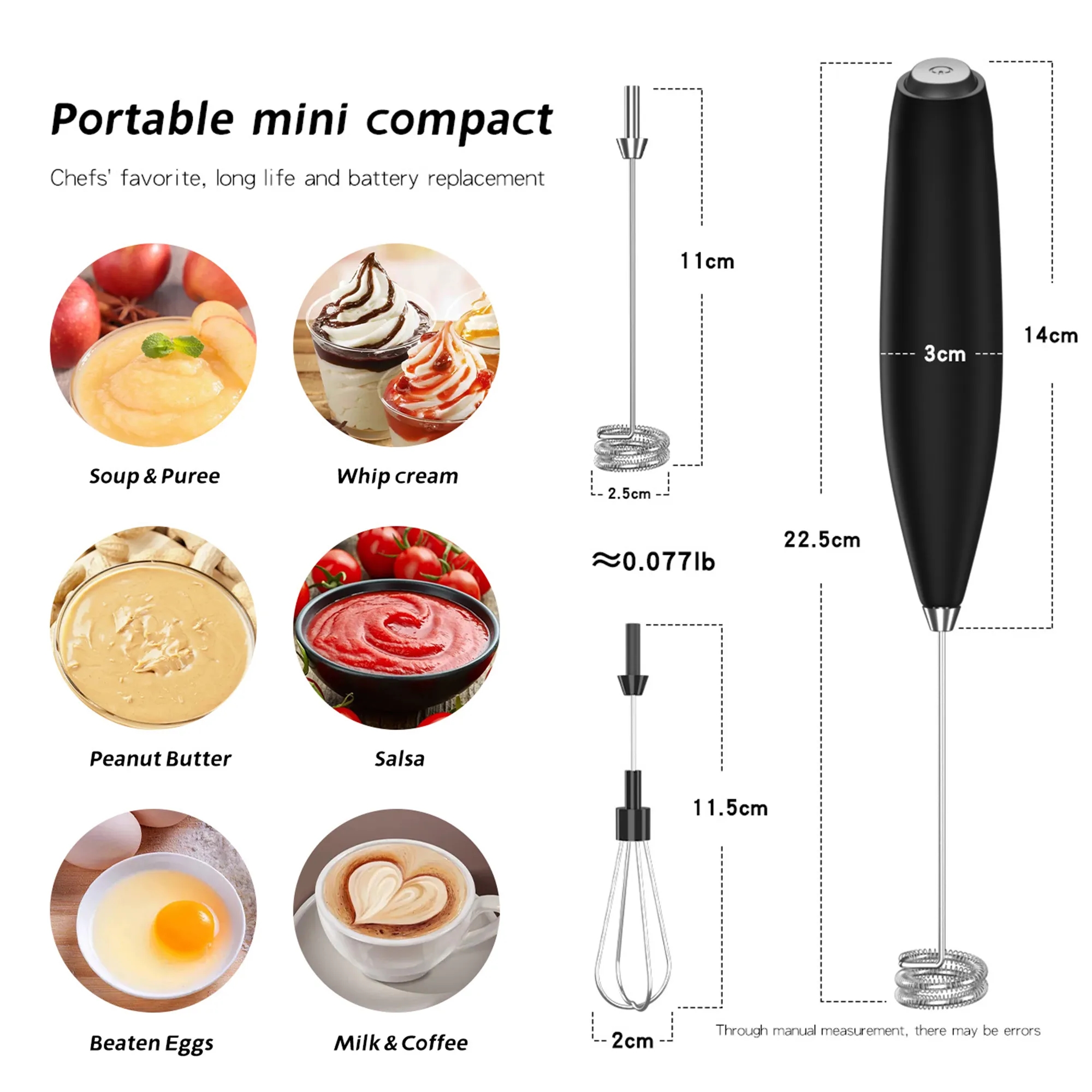 Handheld Milk Frother W/Holder 3