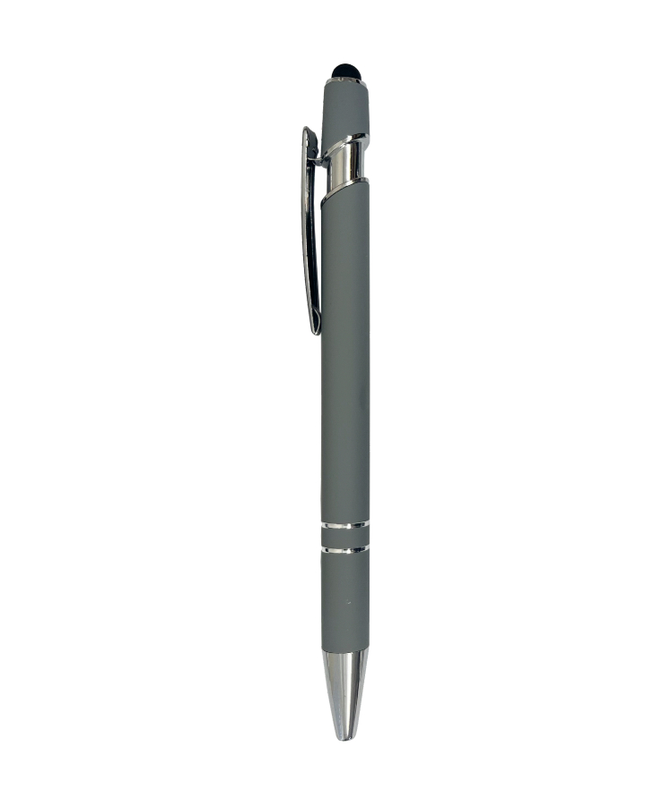 Union Printed - Soft Rubber Finish Click Metal Ballpoint Stylus Pen 1