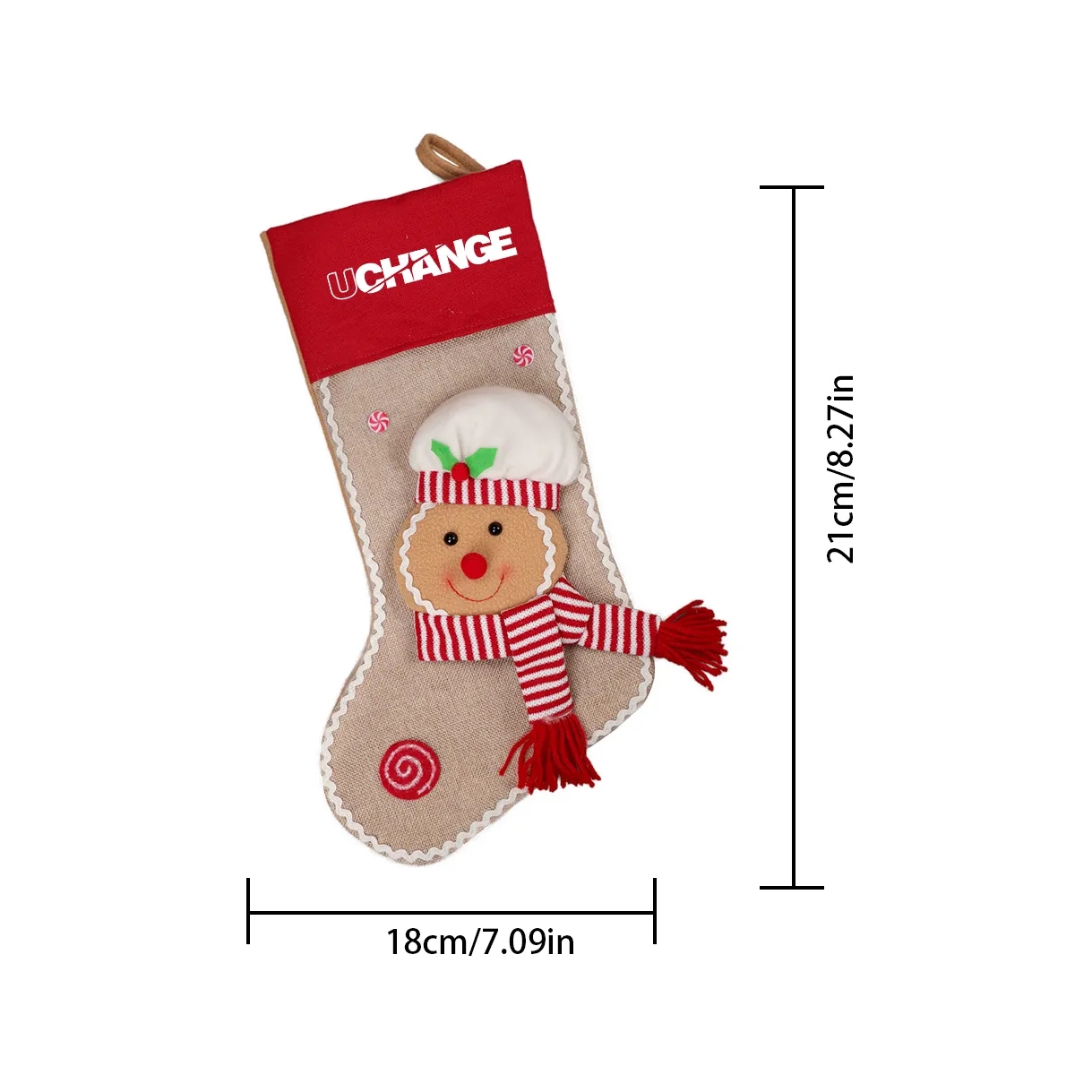 Gingerbread Applique Christmas Stocking 4