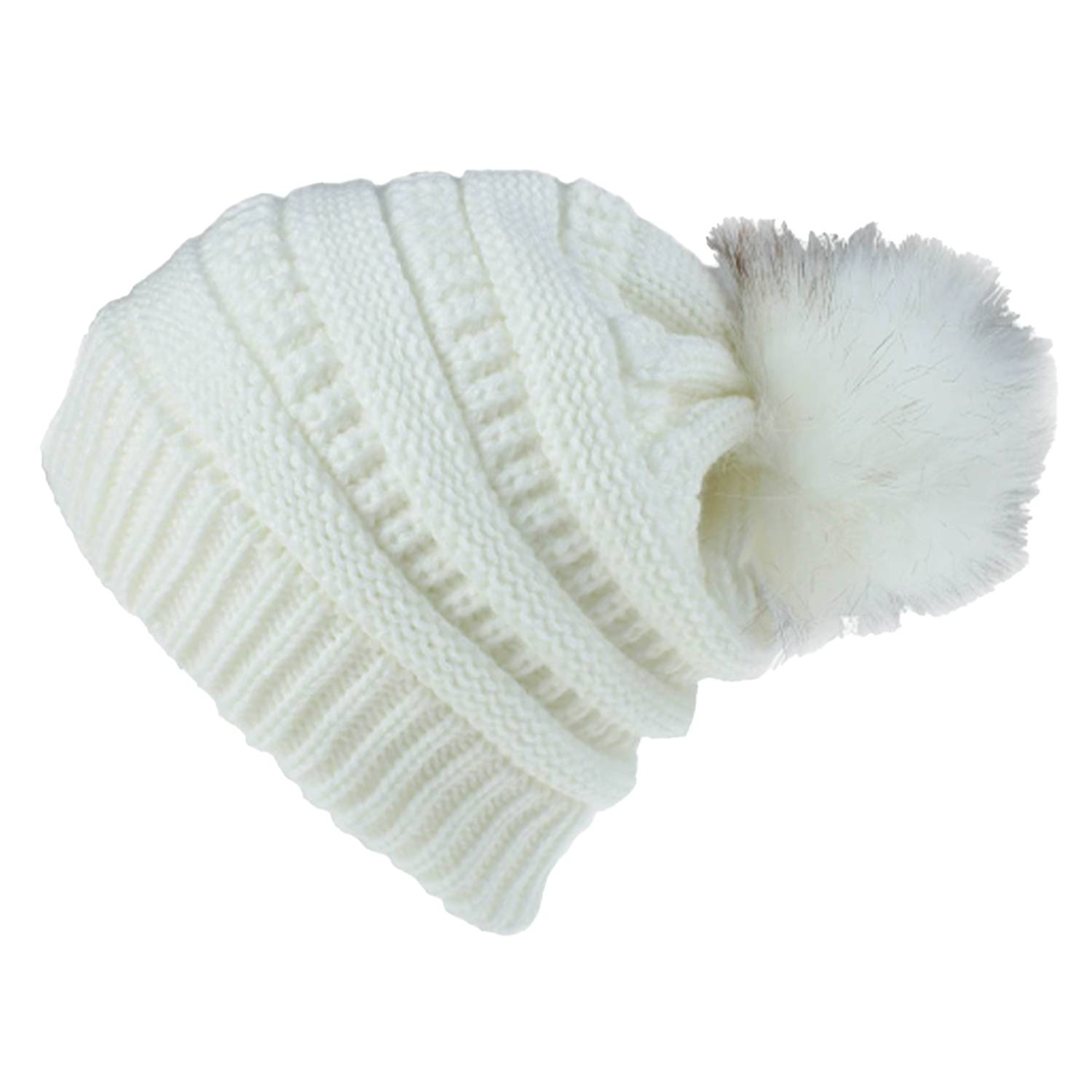 Custom Knitted Multiple Color Blend Pompom Beanie Winter Hat 12