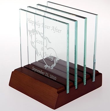 SQUARE JADE GLASS COASTER SET 1