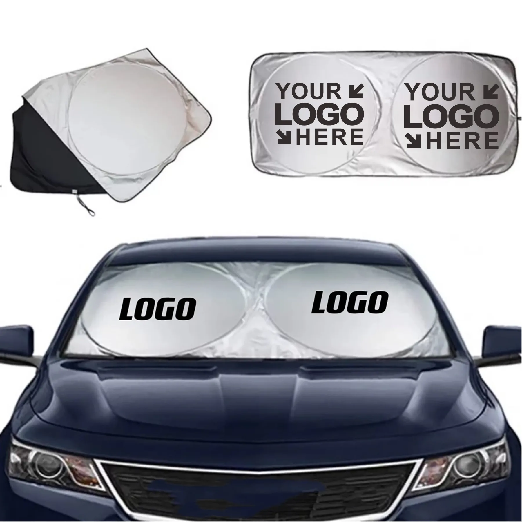 Foldable Car Sunshade With Storage Pouch