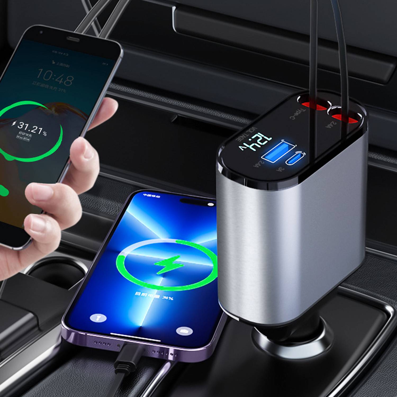 Retractable Car USB Charger 5