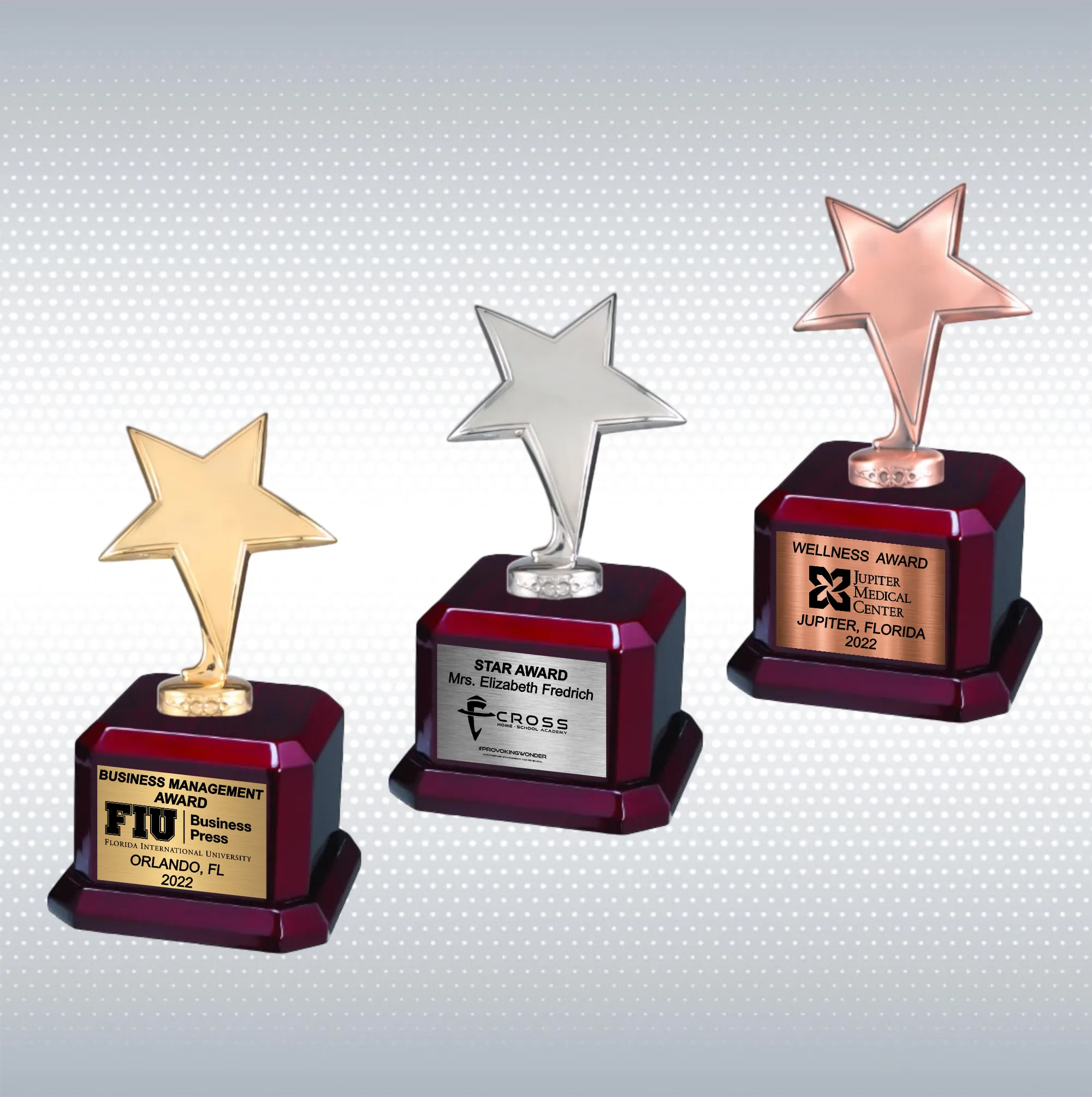 9 1/2" Star Trophy Award on Rosewood Royal Piano Finish Base 5