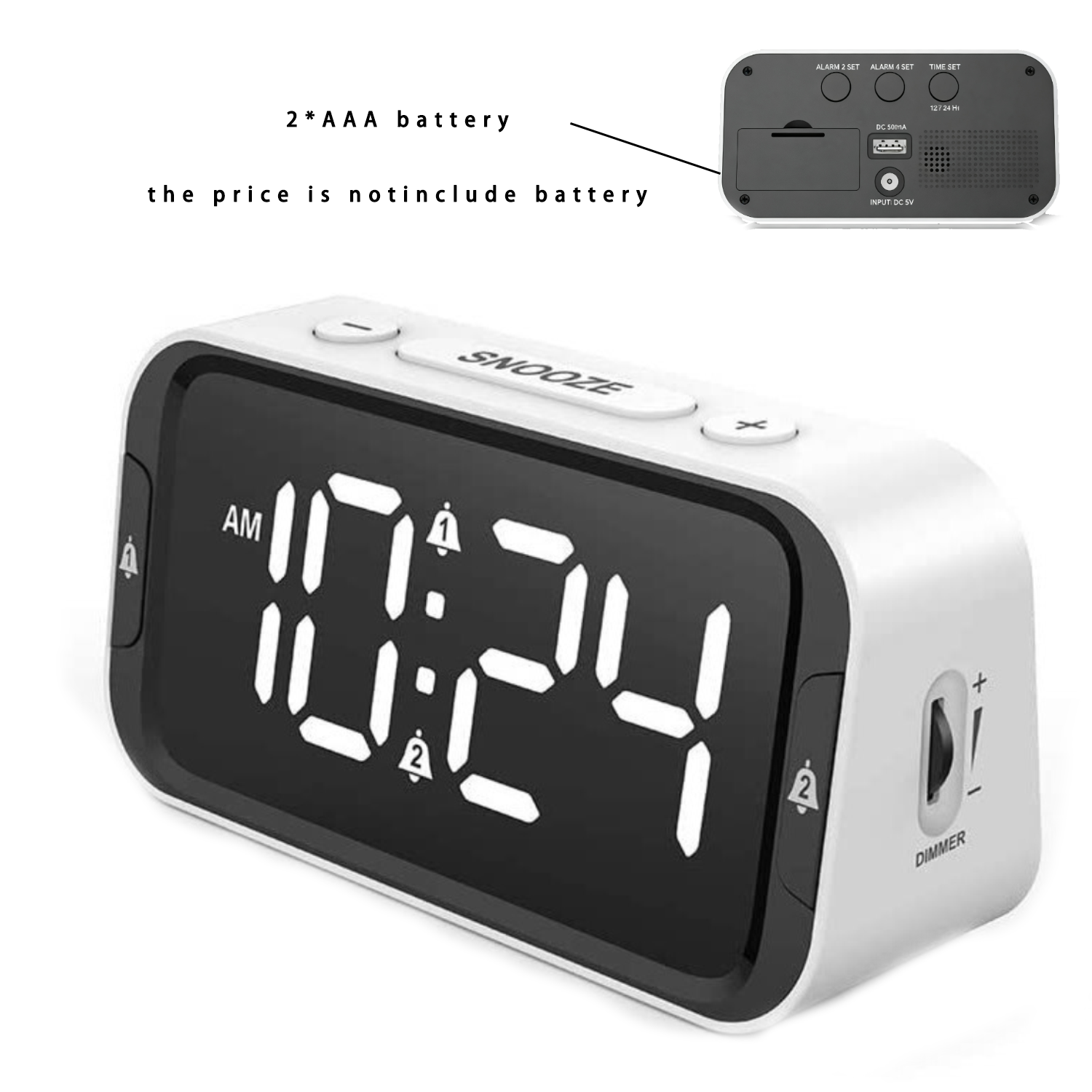 Electronic LED Alarm Clock w/ USB Charger 6