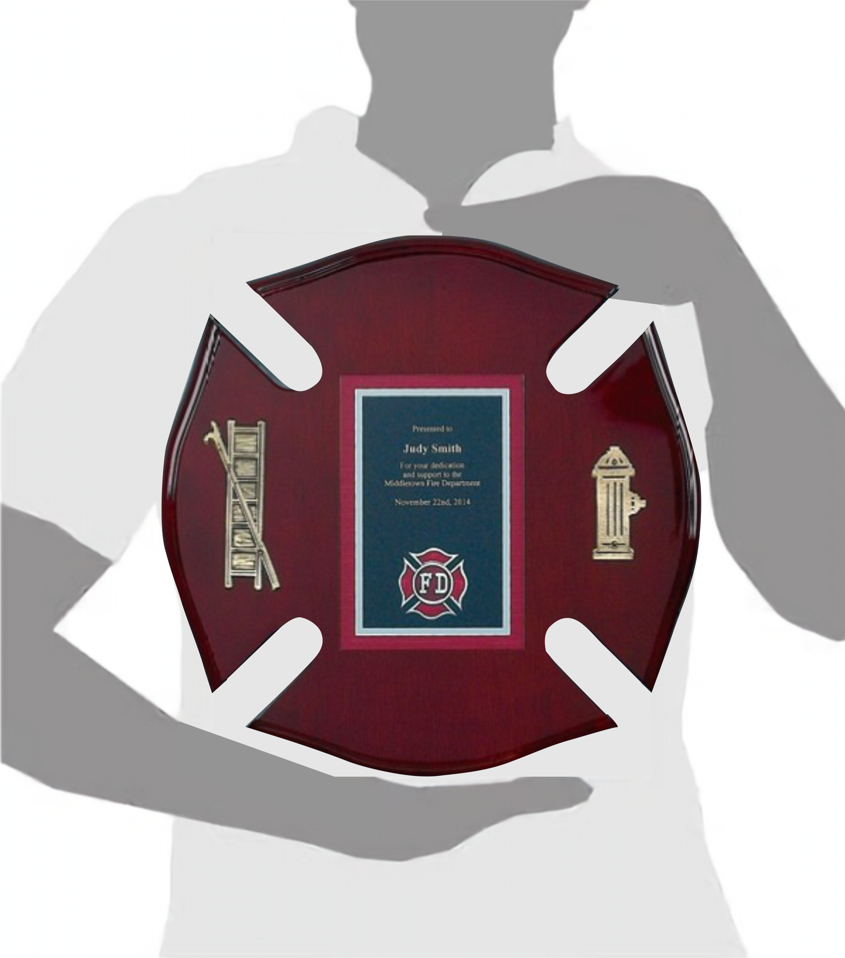 Piano Finish Fire Specialty Award / Plaque With Ladder & Fir 3