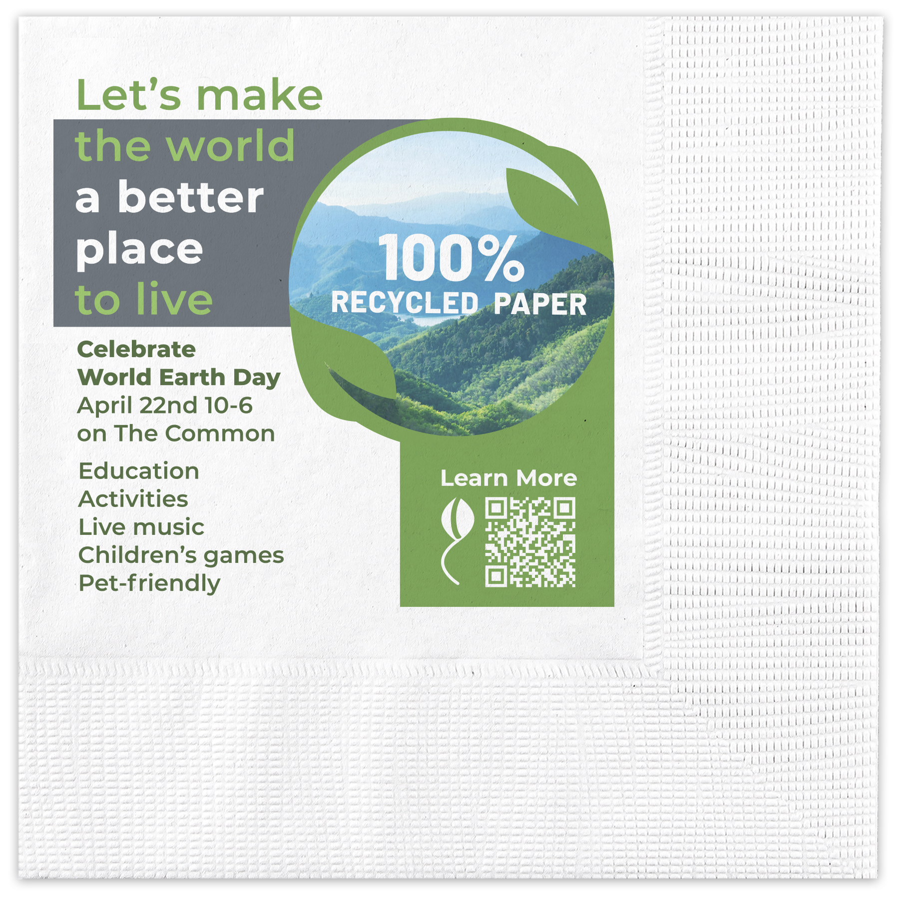 Coin-Edge Embossed 100% Recycled Cocktail Napkins HIGH QTY 1