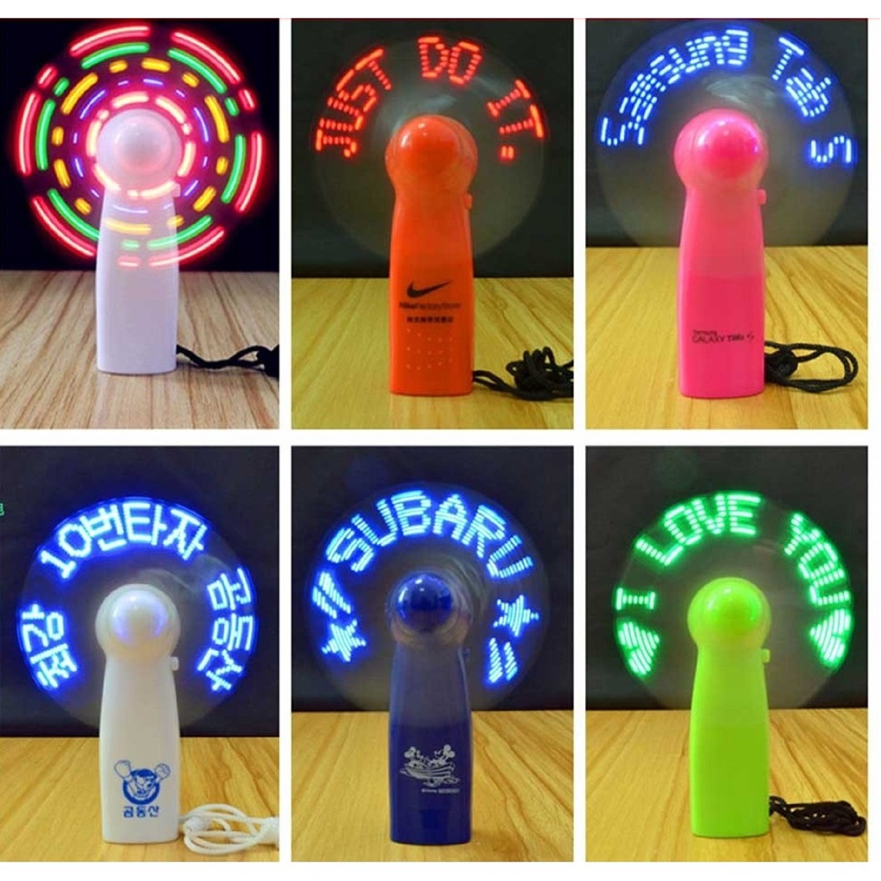 Advertising LED Pre Programmed Message Flashing Fan 3