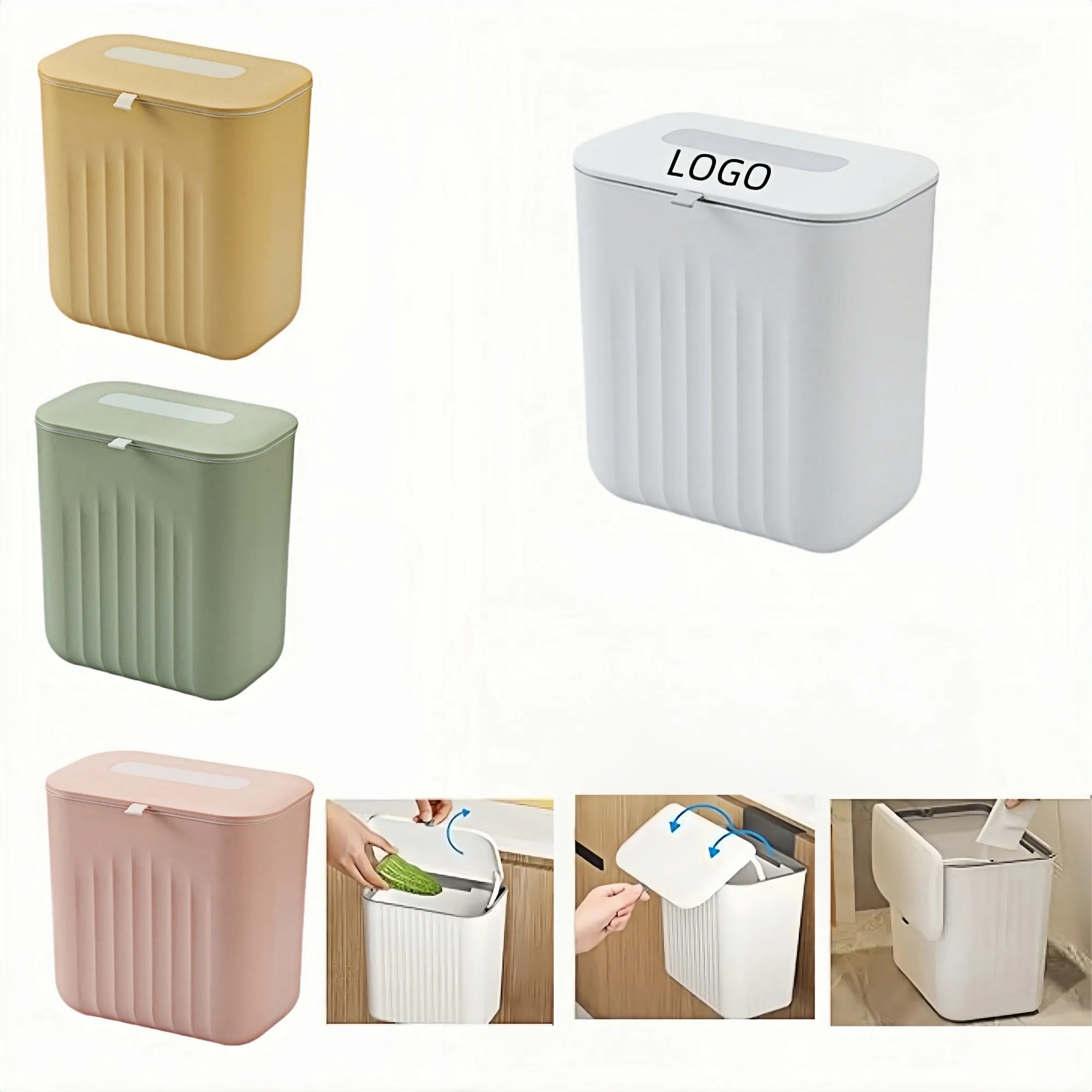 Hanging Trash Can With Sliding Lid Rubbish Storage Container 2