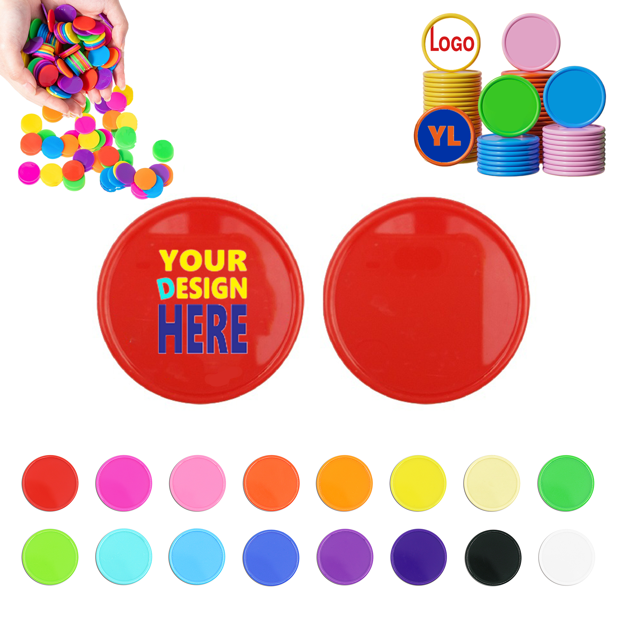 Customizable round plastic poker chips MOQ 100 3