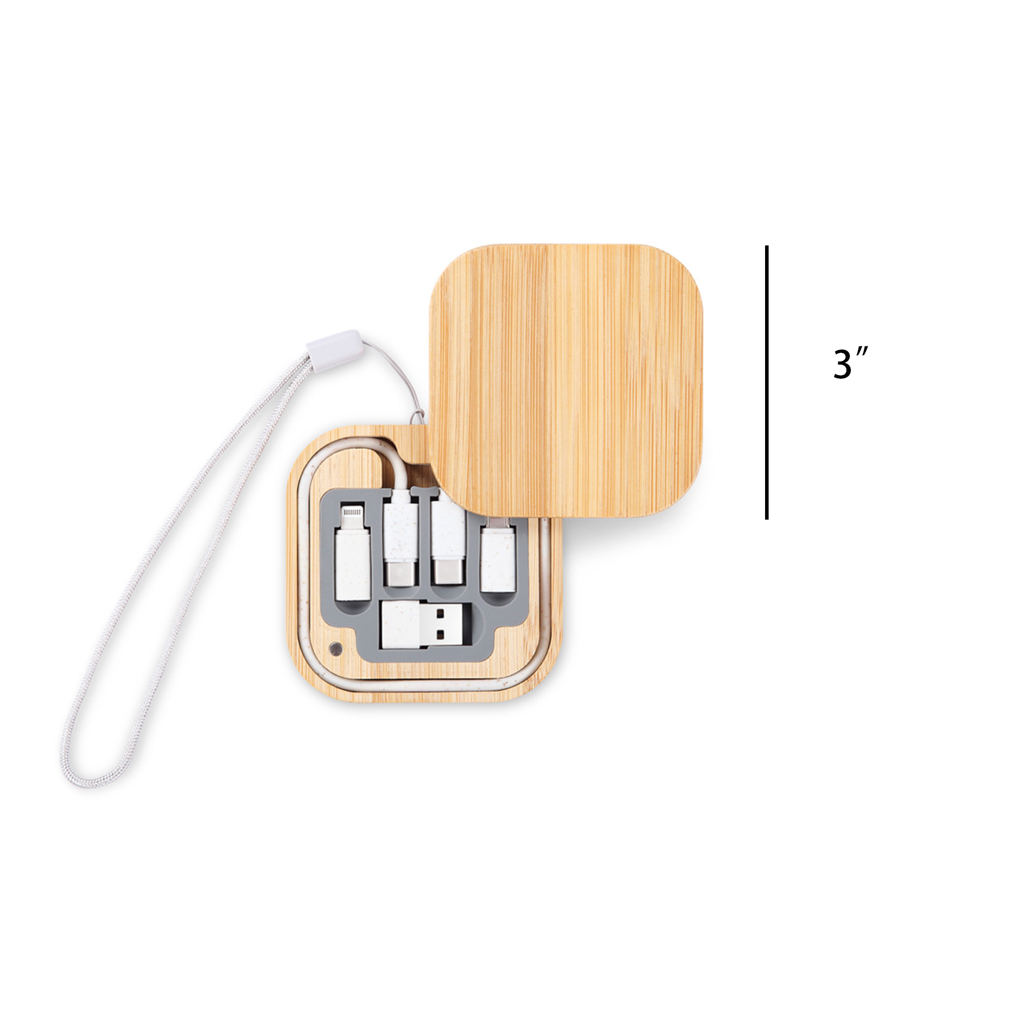 Round Bamboo & Silicone Charging Case 3