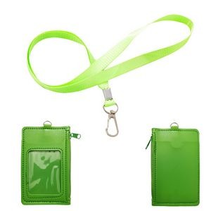 Elegant PU Leather Card Case With 1 Side Zipper Pocket And Lanyard 23
