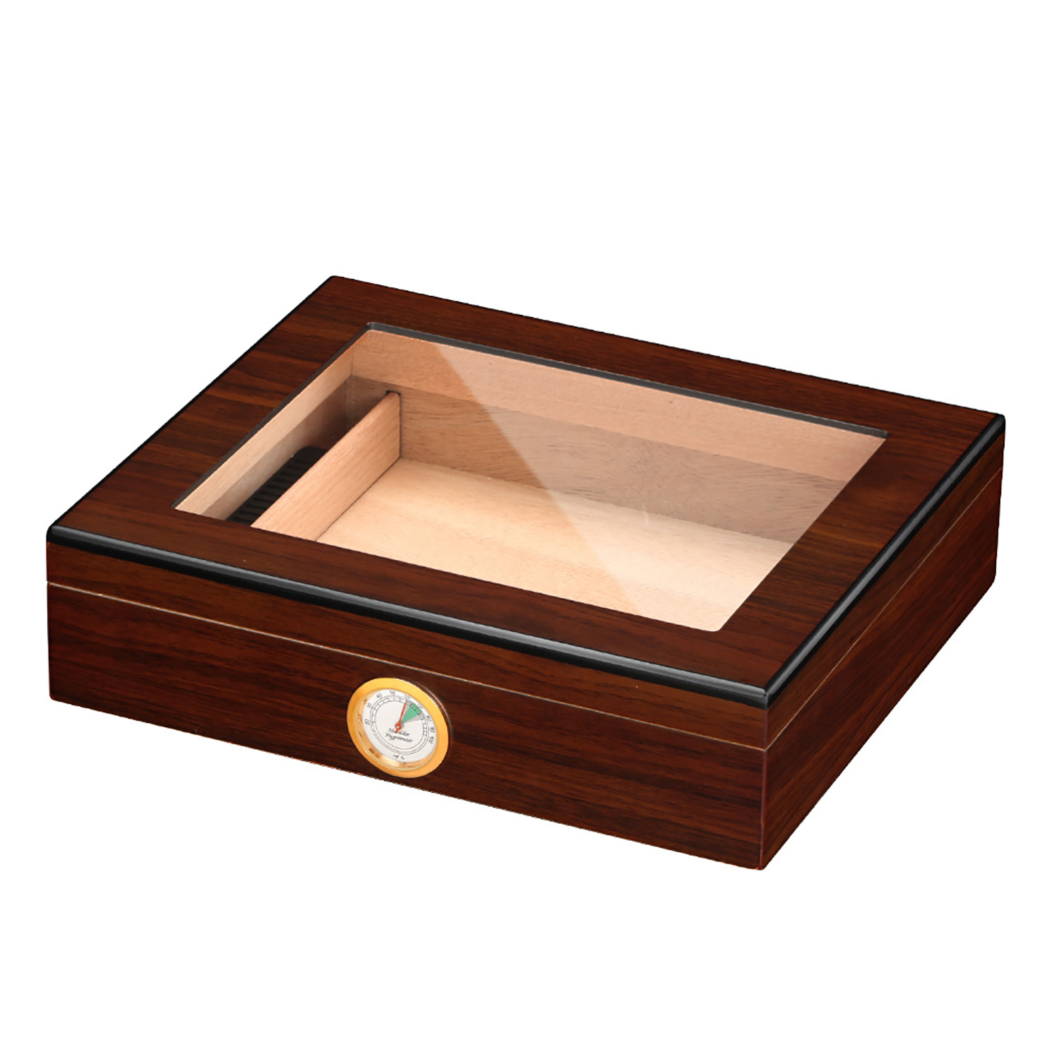 Clear Glass Top Cigar Storage Box w/ Humidifier 3