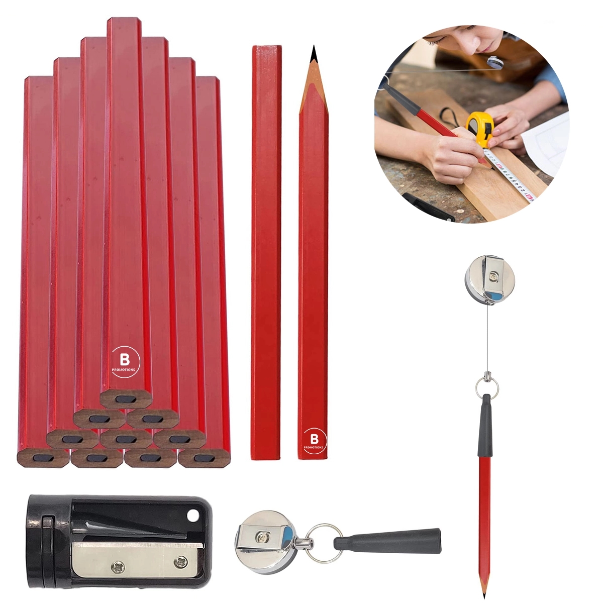 Hard Black Carpenter Marking Pencils Set 2
