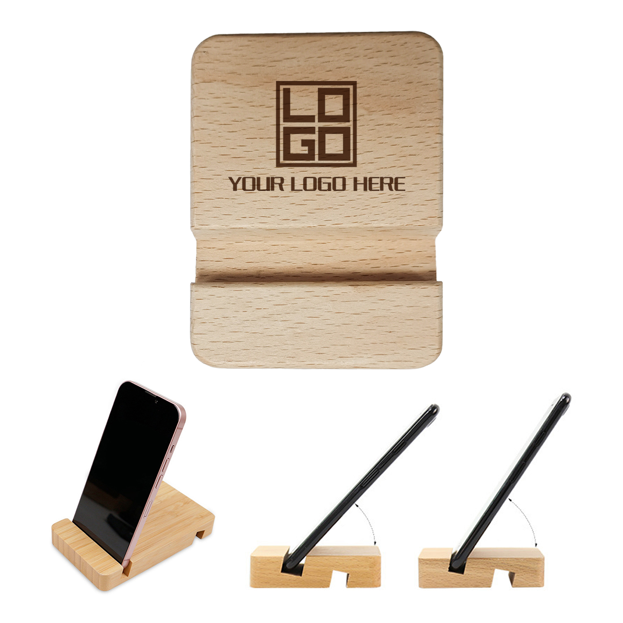Desktop Phone Stand Made of Wooden Block 2