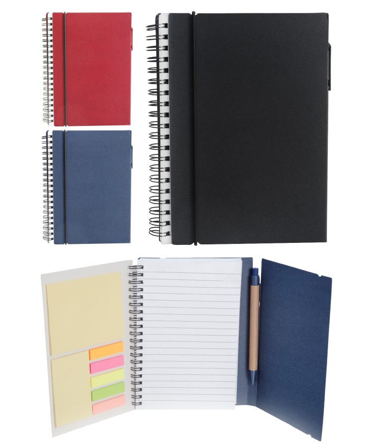 Eco Spiral Notebook W/Sticky Notes and Flags & Pen 2