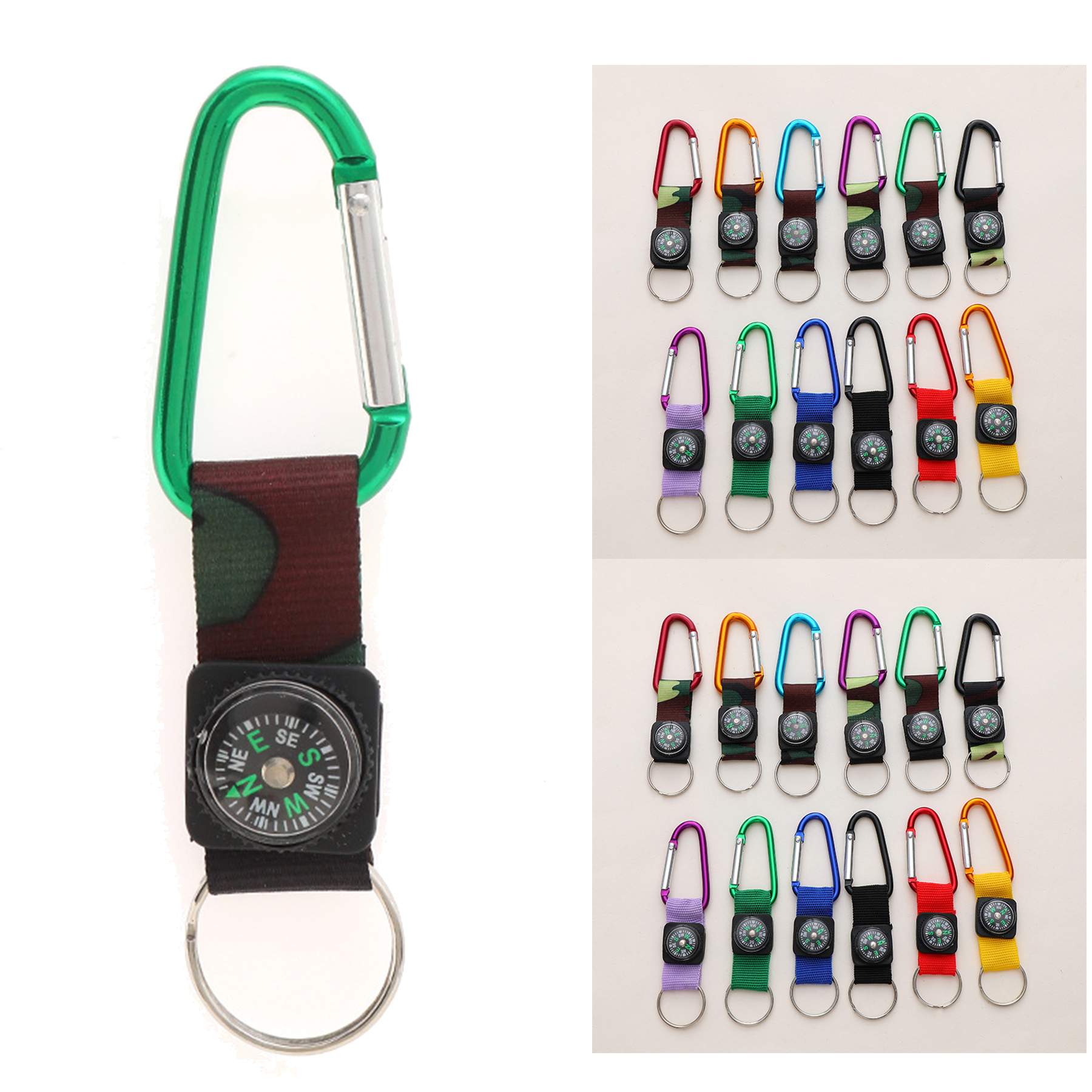 Camouflage Army Belt Clip Toy Compass Carabiner Keychains - Party Apparel Accessories 2