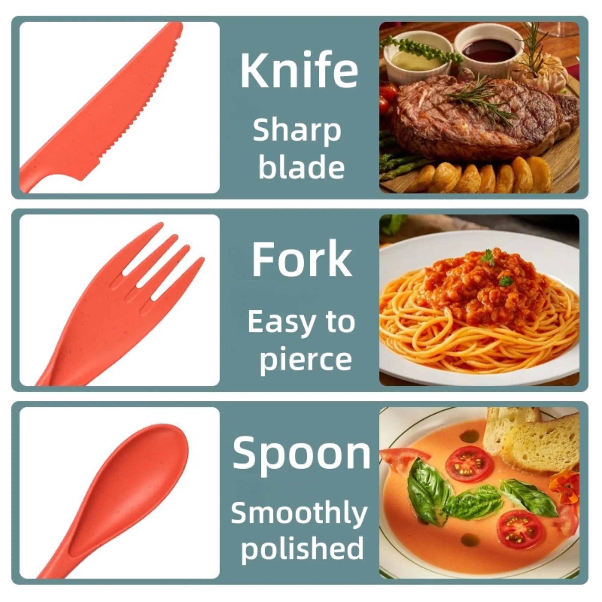 Eco-Friendly Wheat Straw Flatware Set With Holder 6