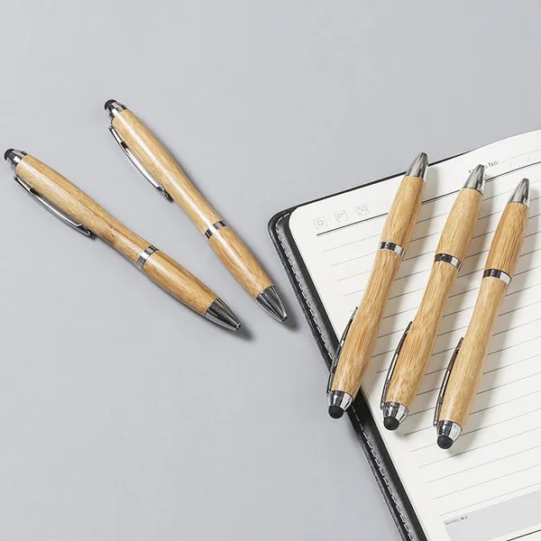 Bamboo Ballpoint Pen With Stylus 4