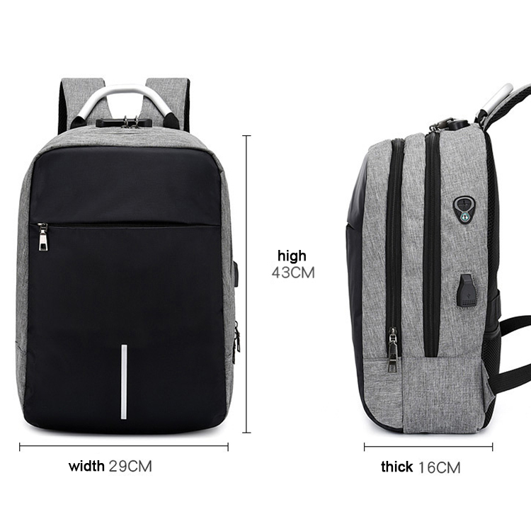 Anti-theft Lock USB Charging Light Reflective Laptop Backpacks 7