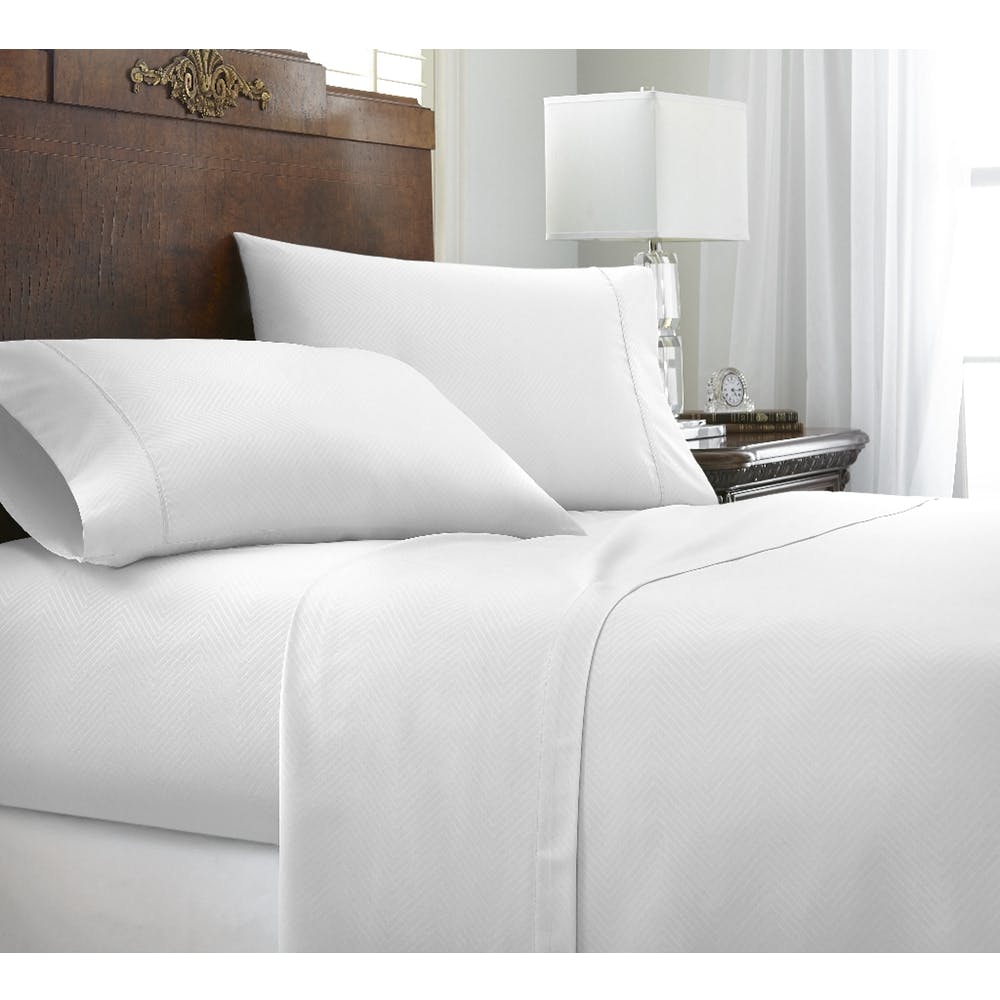 Premium Embossed Sheet Sets - White Queen Chevron Design 4 Piece 2