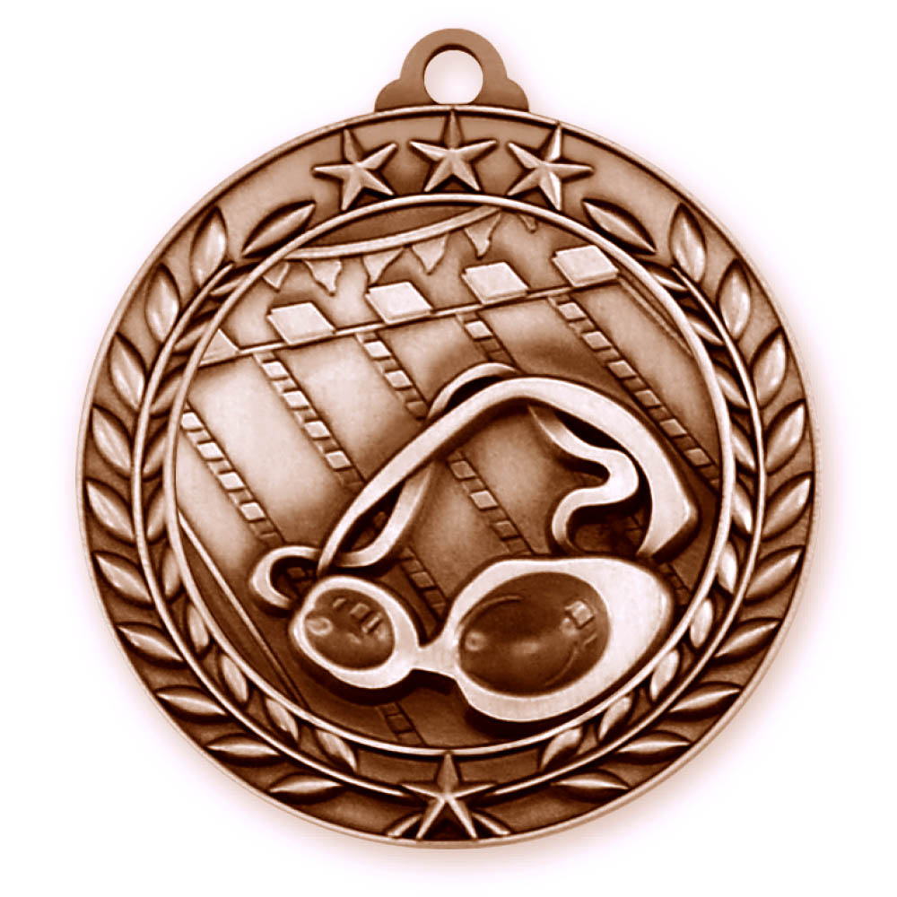 Swimming Wreath Award Medallion (2-3/4") 4
