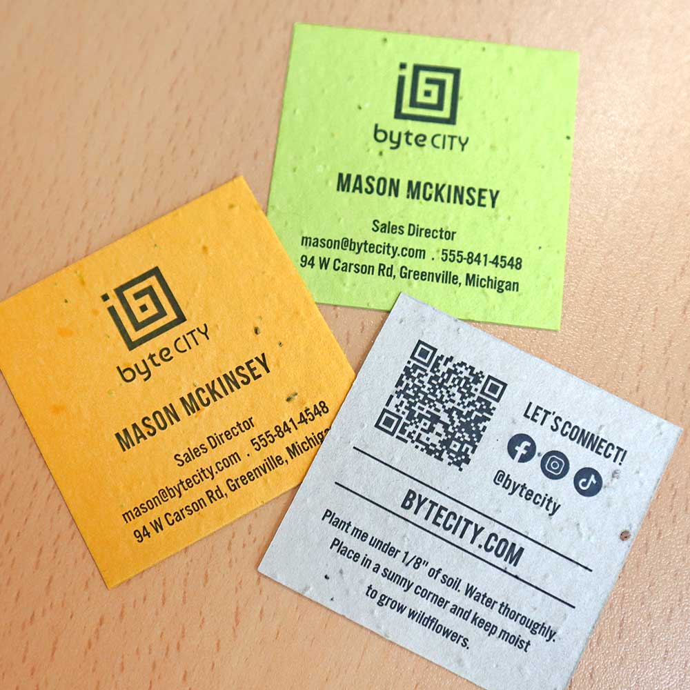 Colorful QR Code Plantable Square Business Cards 2