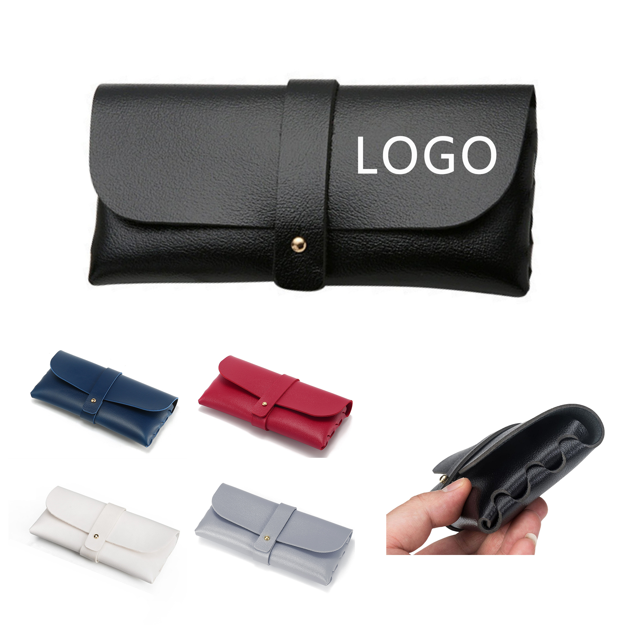 Leather Glasses Pouch Sunglasses With Snap Closure 7