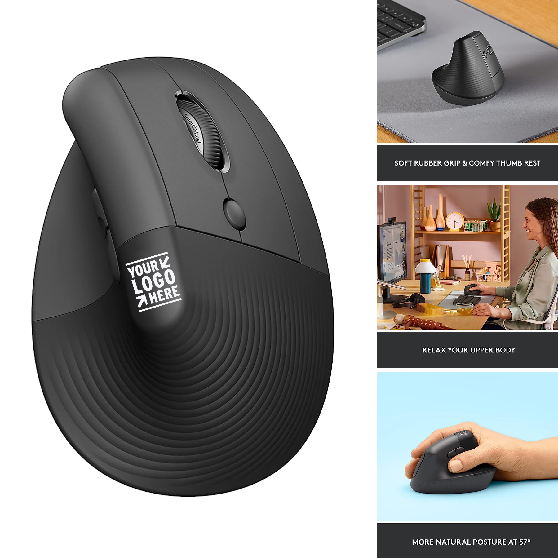 4 Buttons Wireless Quiet Click Bluetooth USB Logitech Lift Vertical Ergonomic Mouse 2