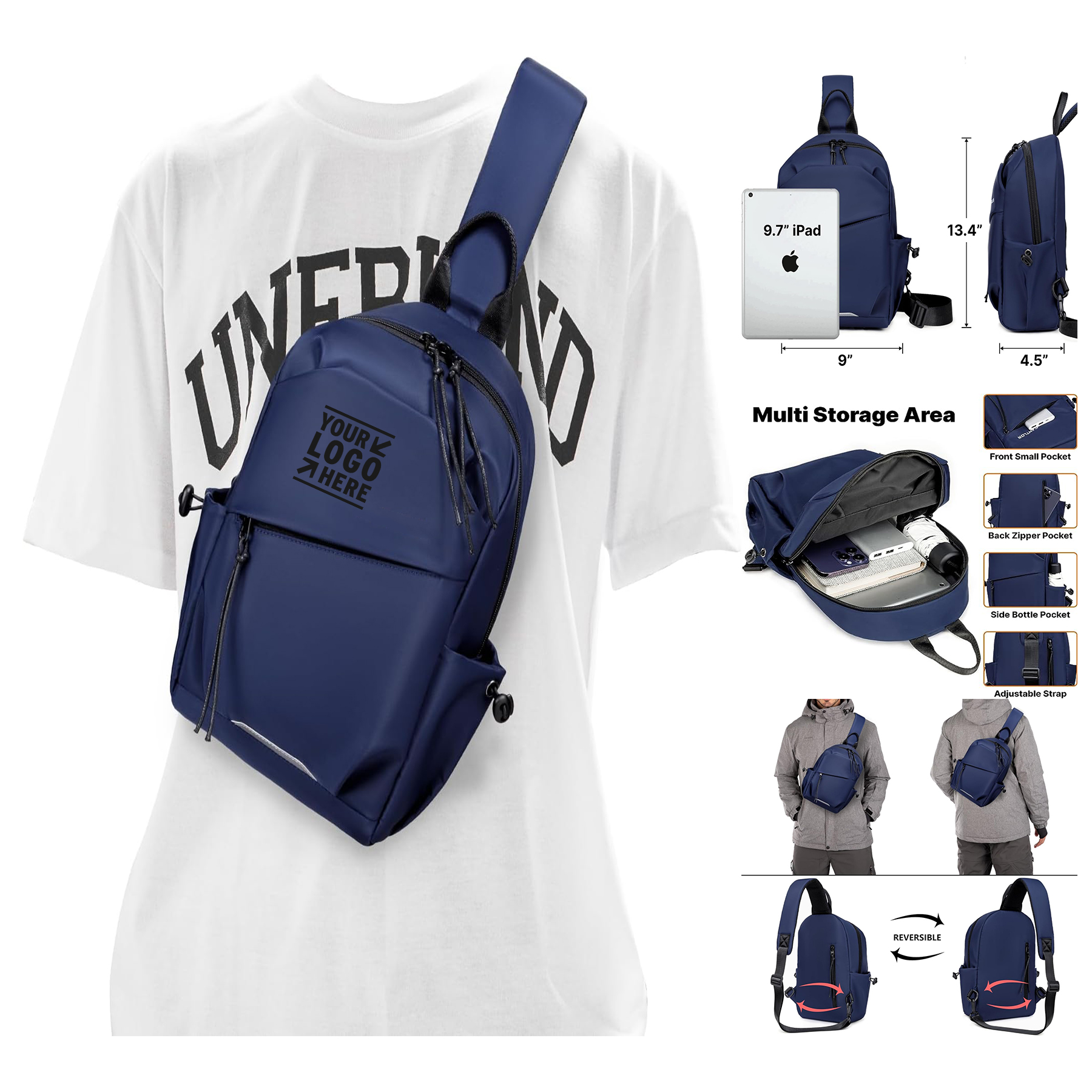 Men Crossbody Backpack Travel Daypack Chest Pack Outdoor Shoulder One Strap Small Sling Bag 2