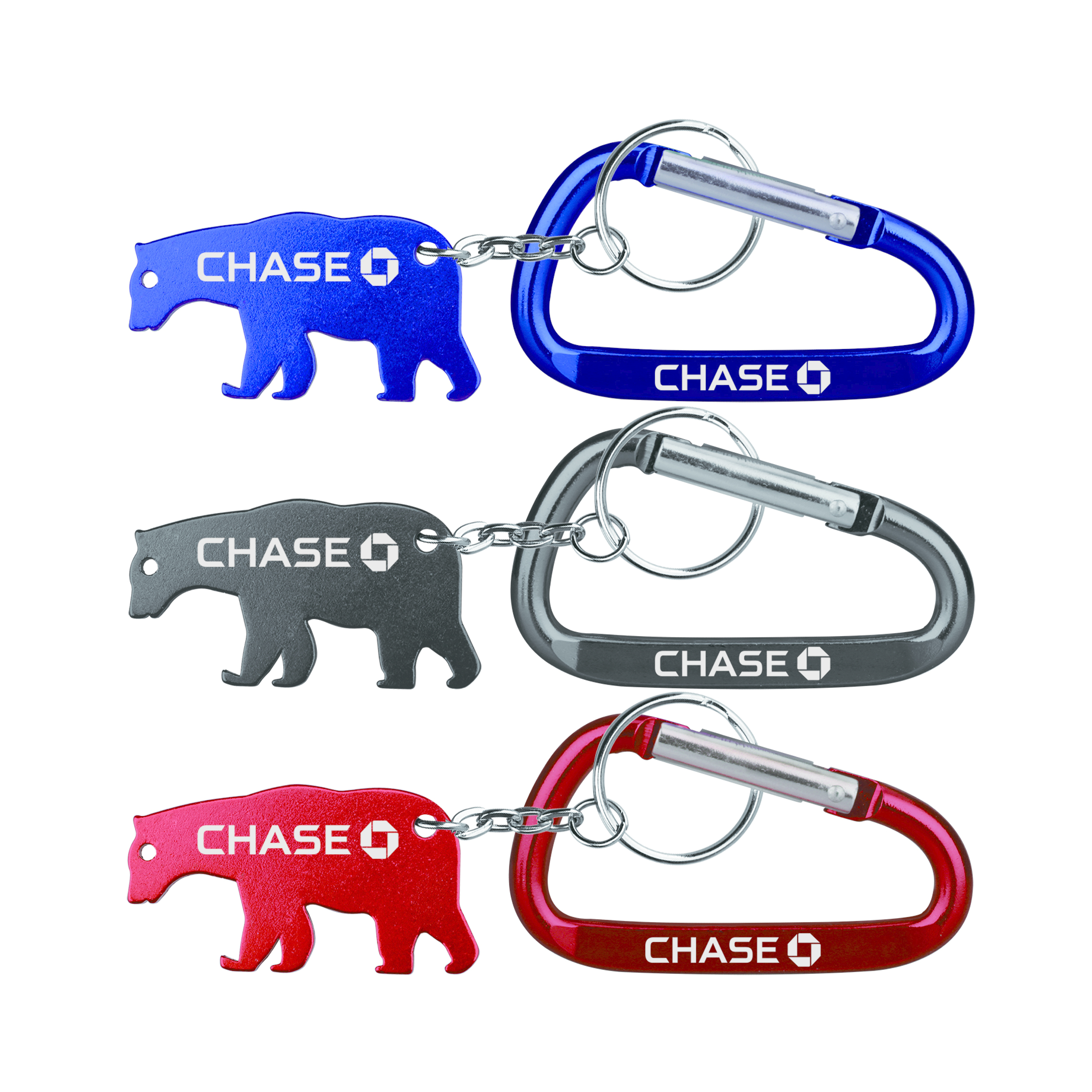 Bear shape bottle opener with key chain & carabineer