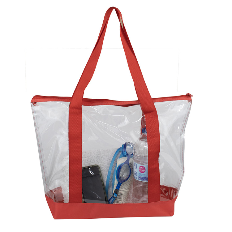 19"W x 13 ½"H x 6"Gusset - "BONDI" Jumbo Clear Zippered Tote Bag 37