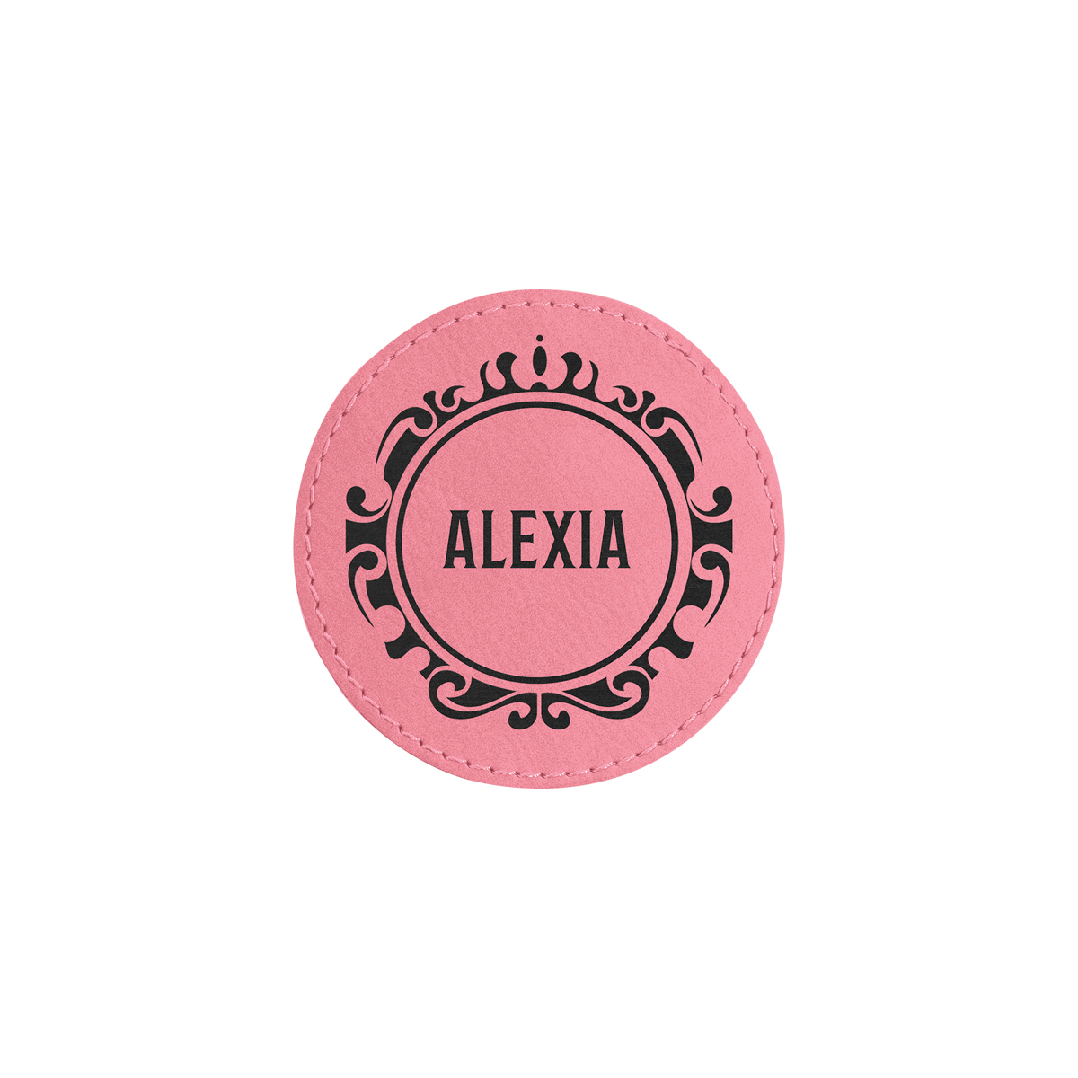 3" Pink Leatherette Round Patch with Adhesive