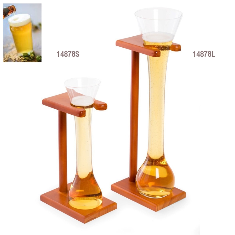 11" Ale Glass with Wooden Stand, 12oz 1