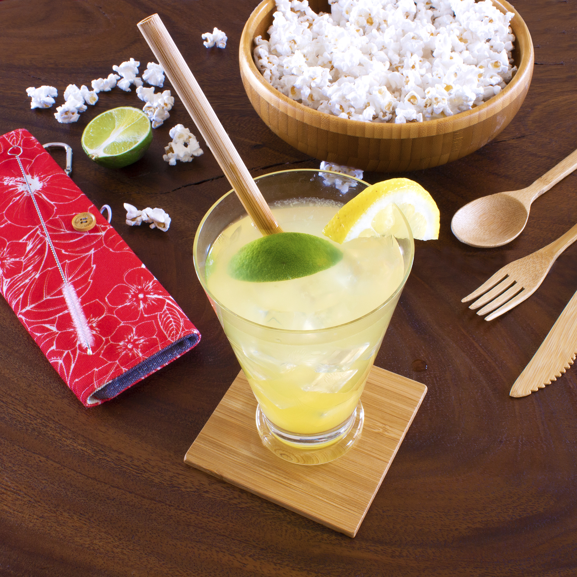 Take-Along Flatware Utensil Roll - Red Hibiscus 1