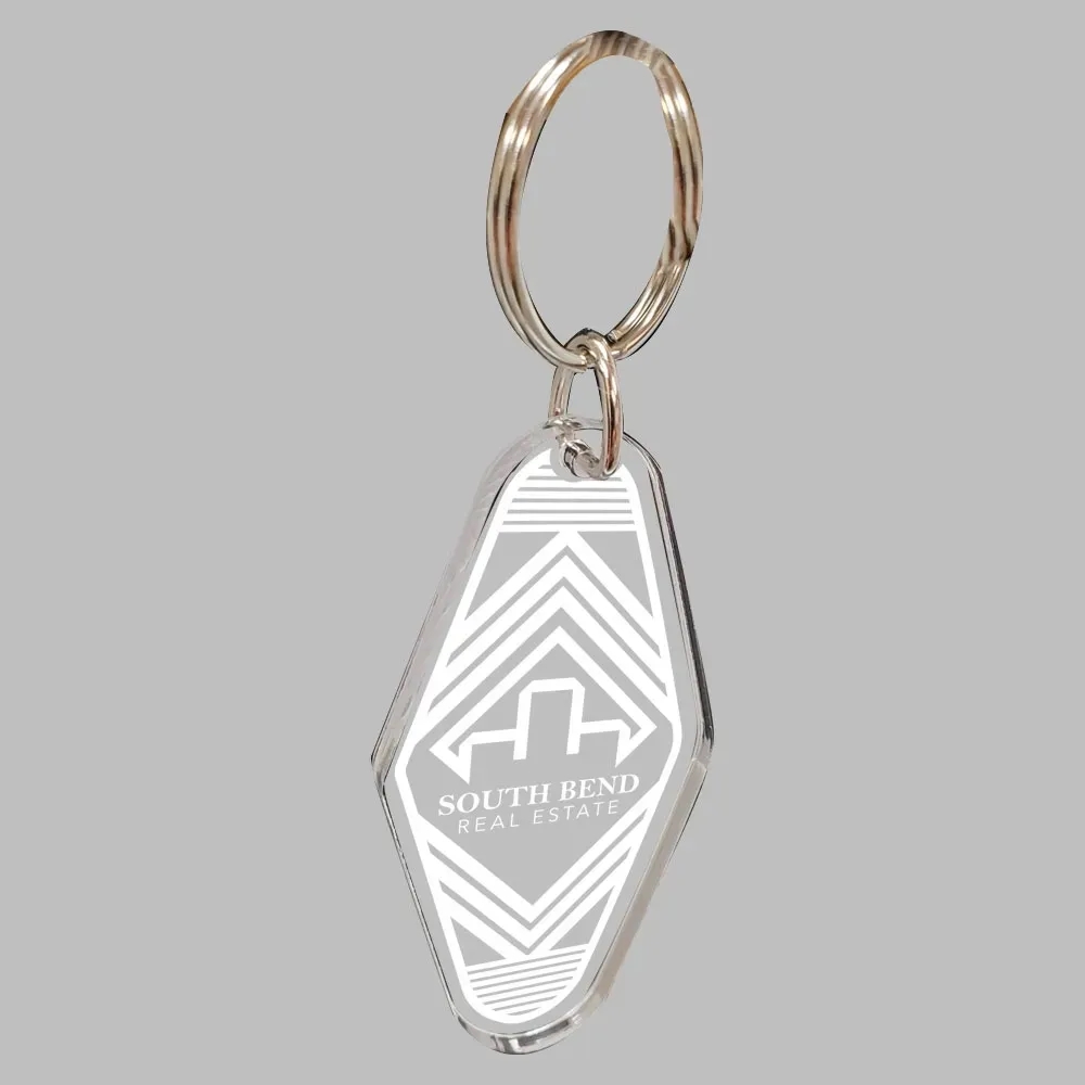 1/4" Vintage Etched Acrylic Motel Keychain Hotel Key Tag