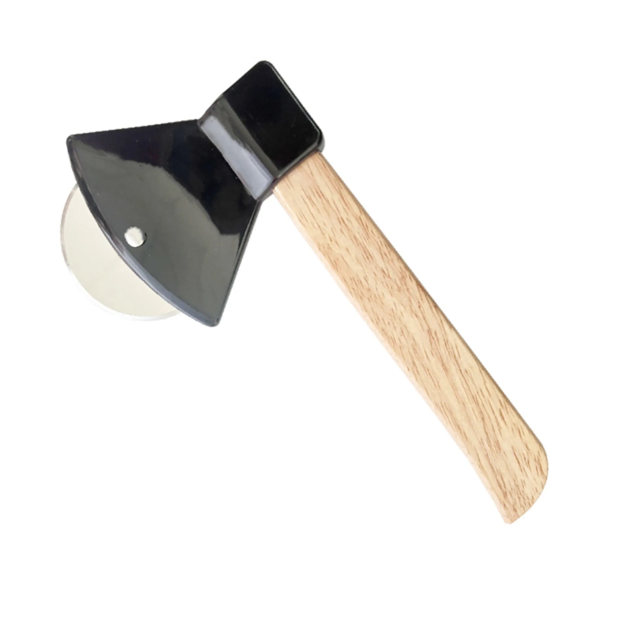 Axe-Shaped Pizza Cutter: Bamboo-Handle Baking Tool 4