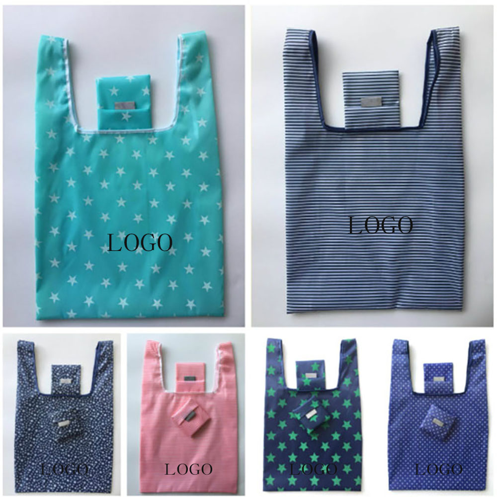 Folding Grocery Travel Bag with stars or lines decoration 1