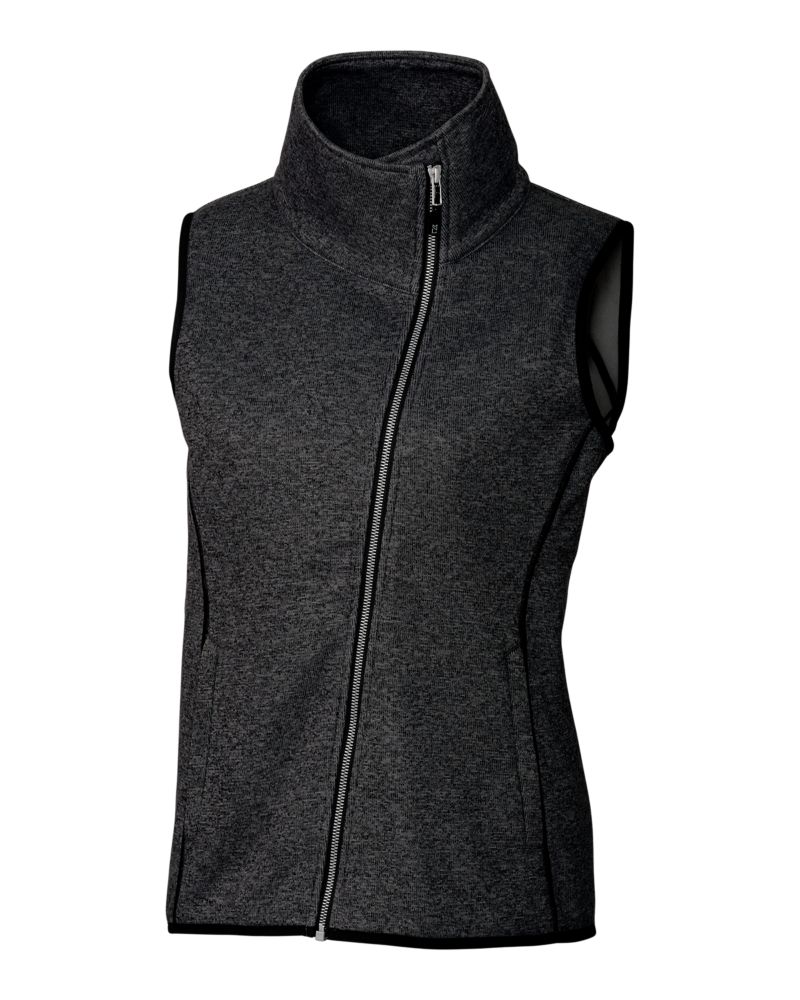 Cutter & Buck Mainsail Sweater-Knit Womens Full Zip Asymmetrical Vest 24